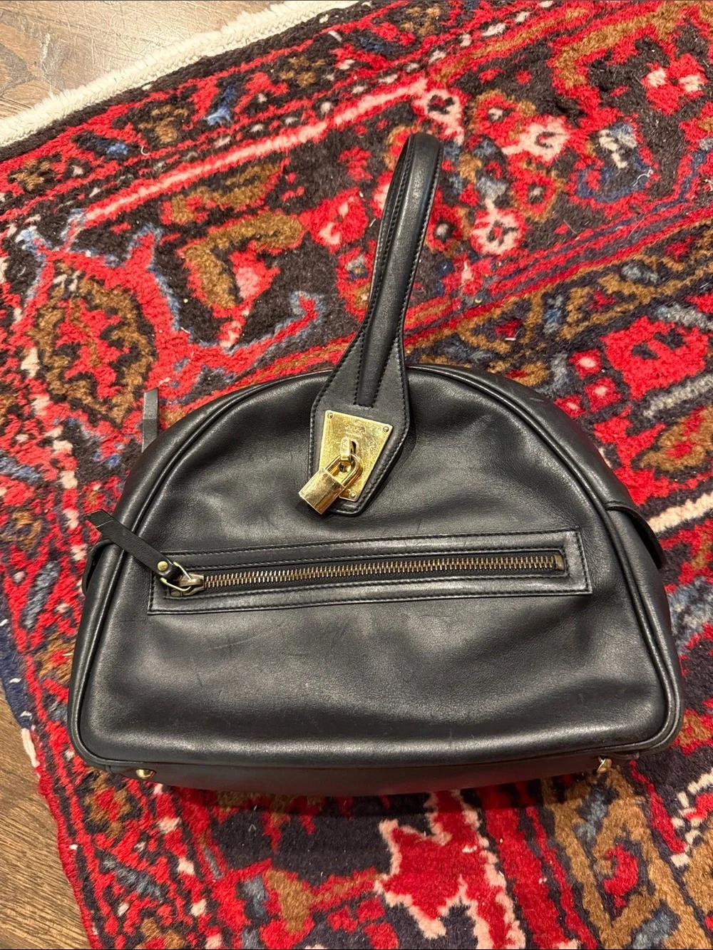 Gucci Vintage ‘00s Leather Dome Satchel with Gold Lock